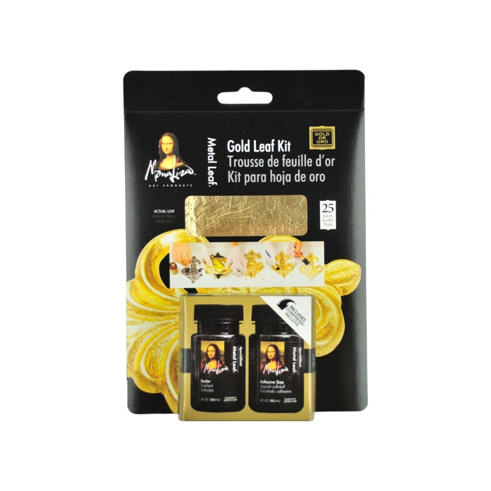 Speedball Monalisa Metal Leaf Gold Kit - 25 Sheets - Adhesive & Sealer